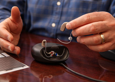 An audiologist clinic with patients in Rumford, ME.